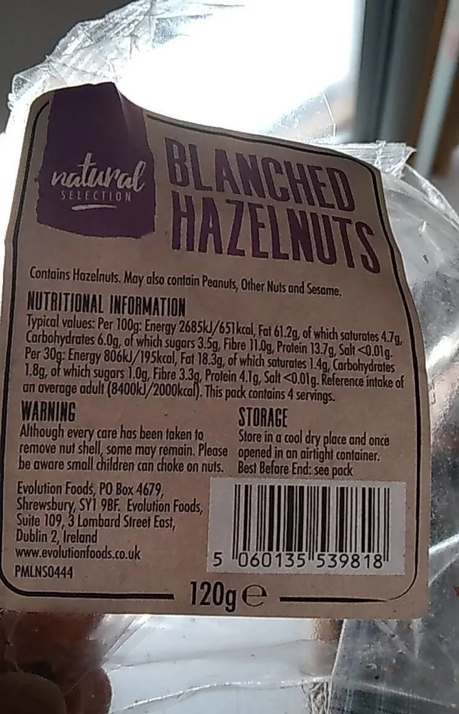 Blanched hazelnuts