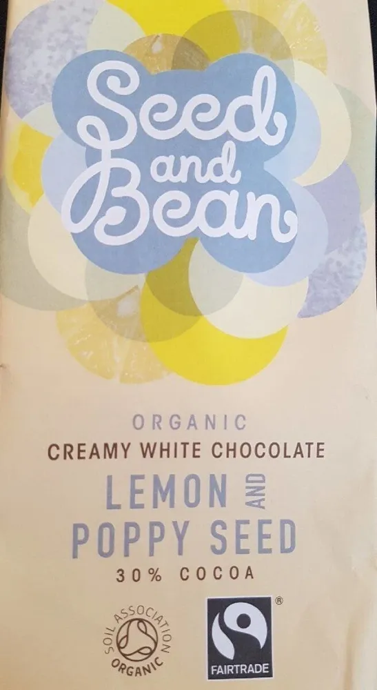 ORGANIC CREAMY WHOTE CHOCOLATE LEMON AND POPPY SEED