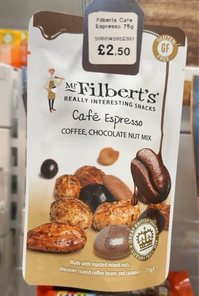 Cafe espresso coffe, chocolate nut mix