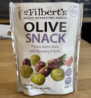 Olive snack (pitted mixed olives with rosemary & garlic
