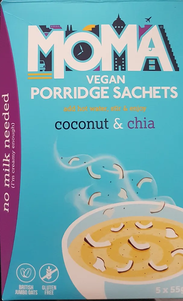 Vegan porridge sachets coconut and chia