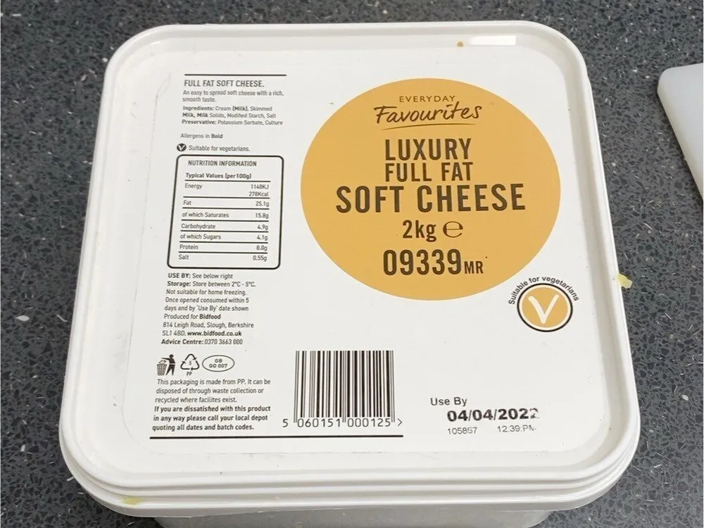 Luxury full fat soft cheese