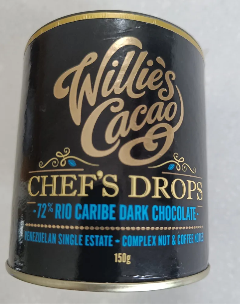 Willie's cacao Chef's drops 72% Rio Caribe Dark Chocolate