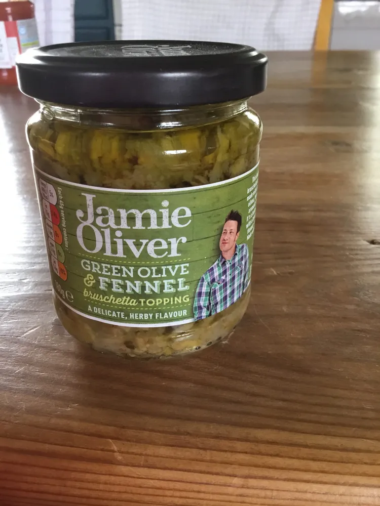 Green olive and fennel bruschetta