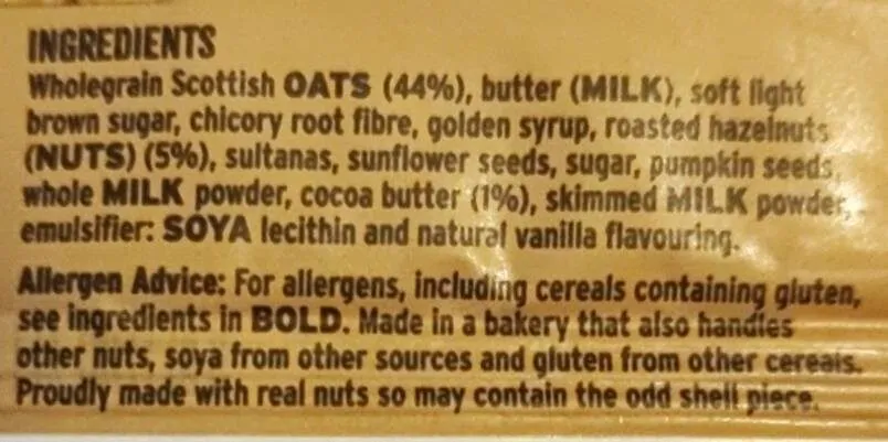 Porridge oat bar