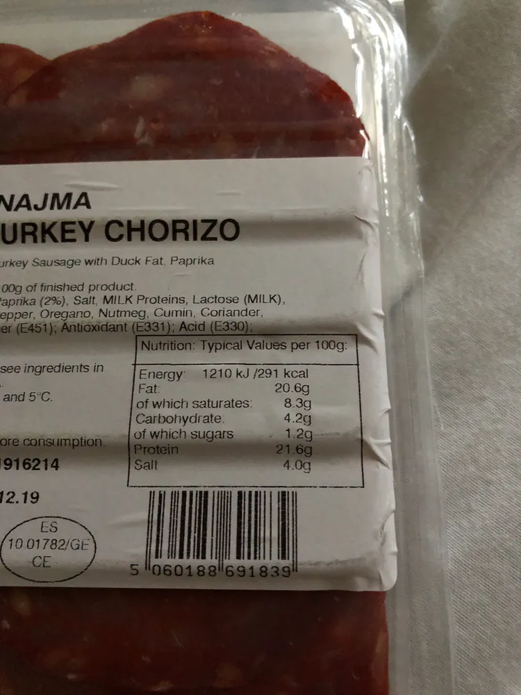 Sliced Spanish Turkey Chorizo