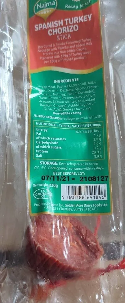 Najma Halal Spanish Chorizo 230G