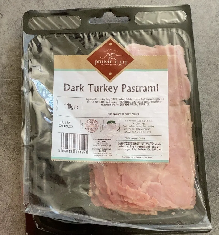 Dark turkey pastrami