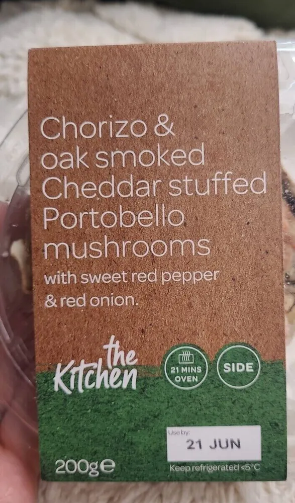 chorizo and oak smoked cheddar stuffed portobello mushroom