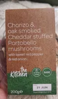 chorizo and oak smoked cheddar stuffed portobello mushroom