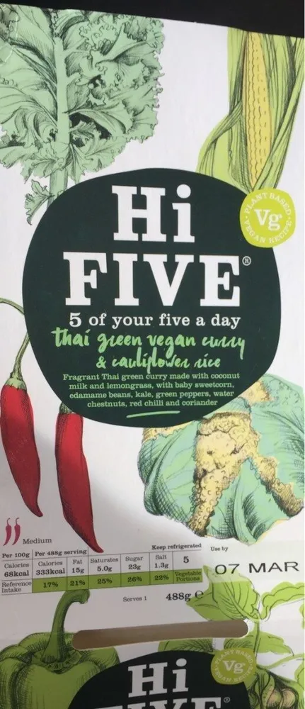 Hi five thai green vegan curry