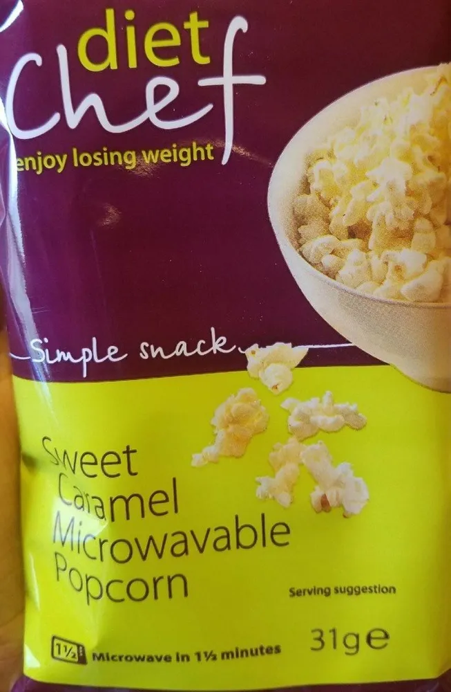 Sweet caramel microwavable popcorn