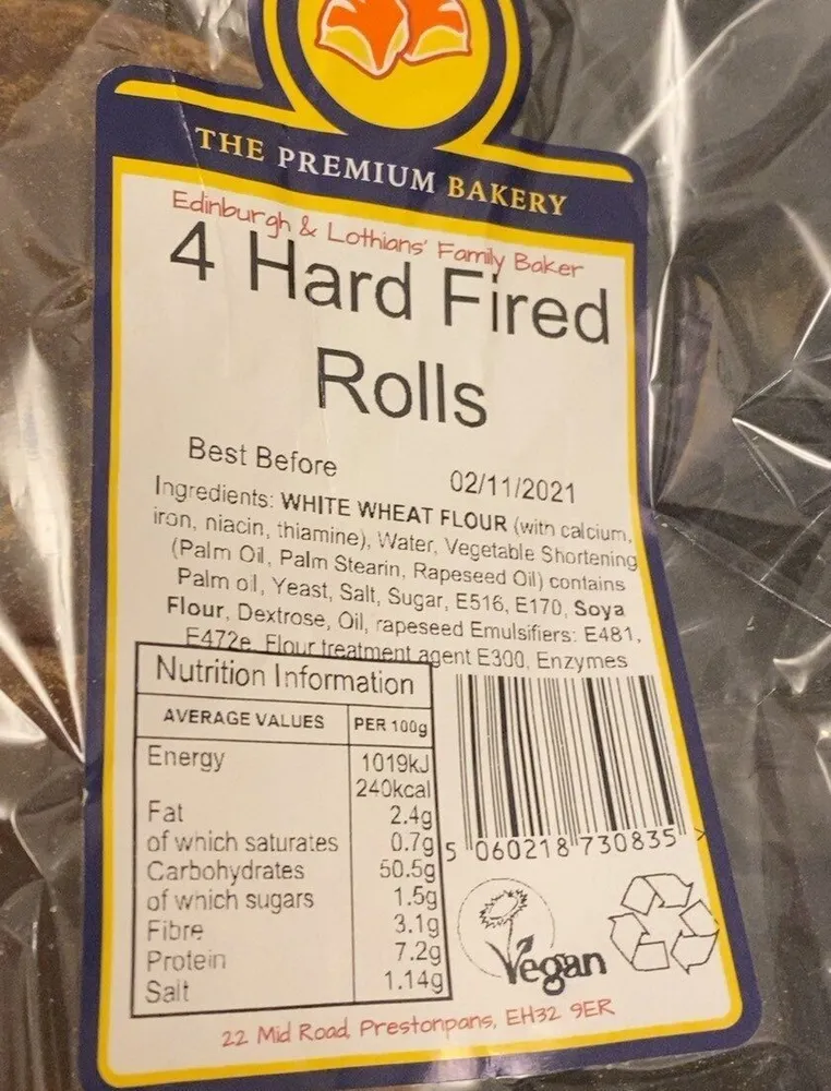 4 Hard Fired Rolls