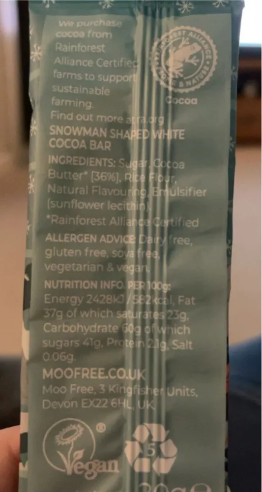 Moo free white chocolate