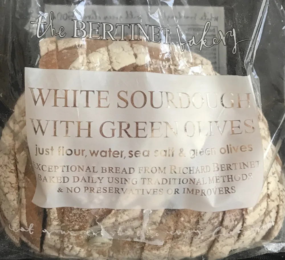 White sourdough with green olives