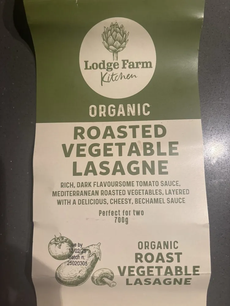Organic Roast Vegetable Lasagna