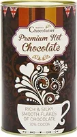 Hot chocolate made with dark chocolate flakes
