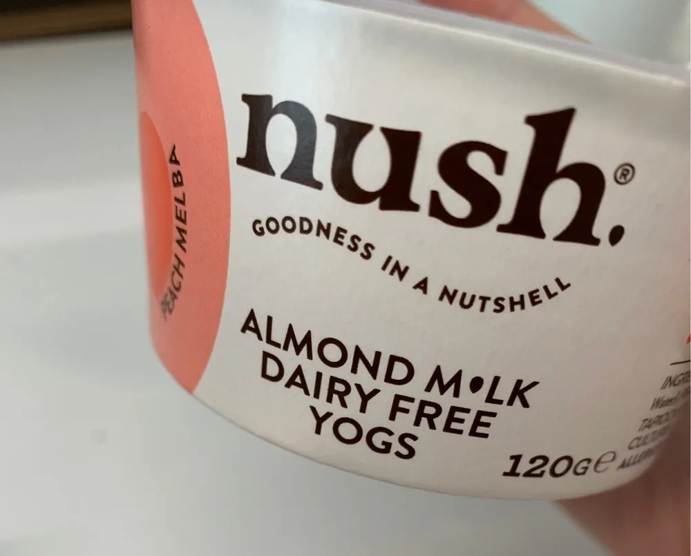 Almond milk dairy free yoghurt Peach Melba