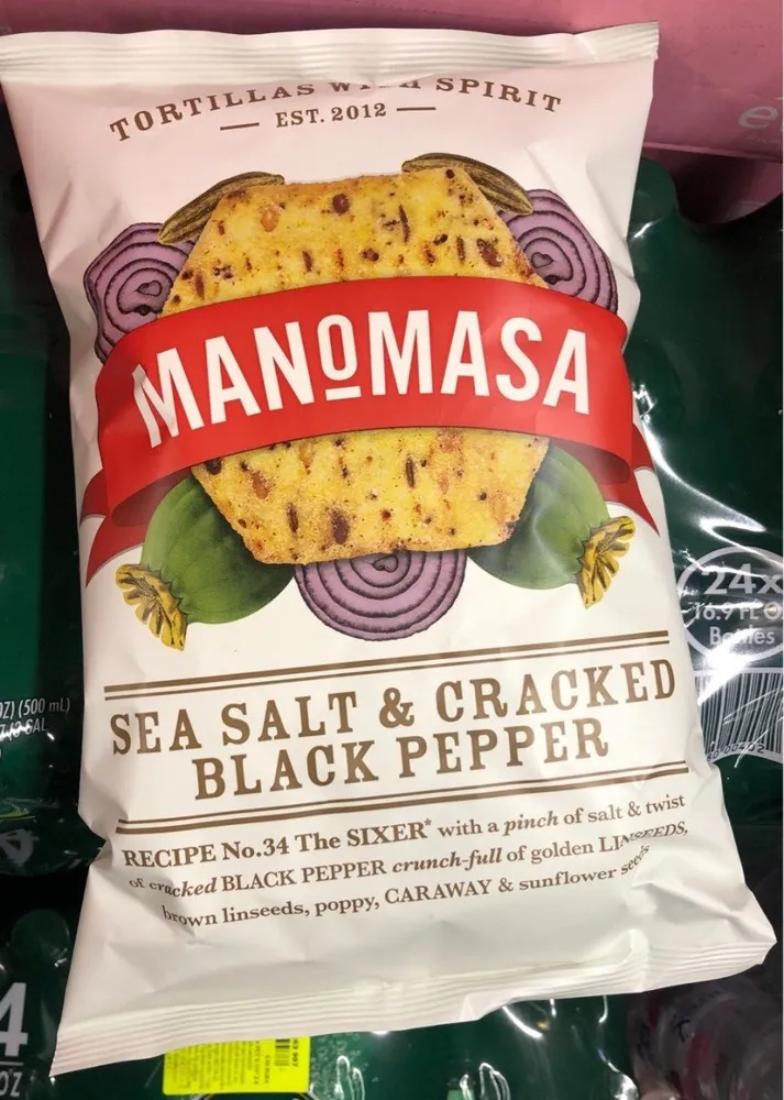 Manomasa Sea Salt & Cracked Black Pepper Tortillas, 150 G