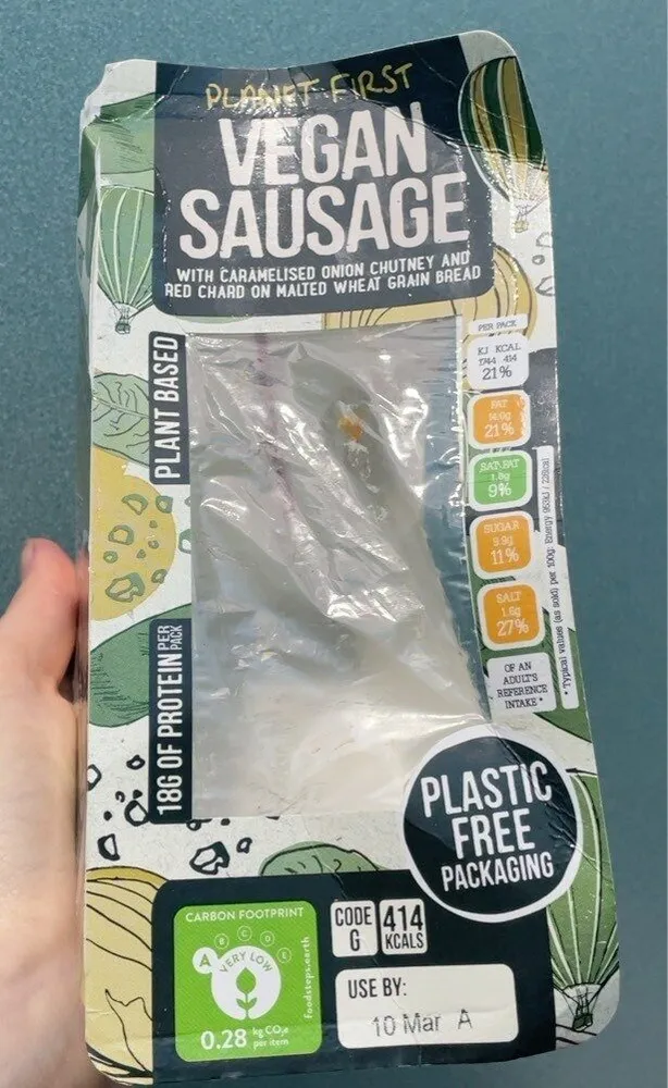 Vegan sausage sandwich