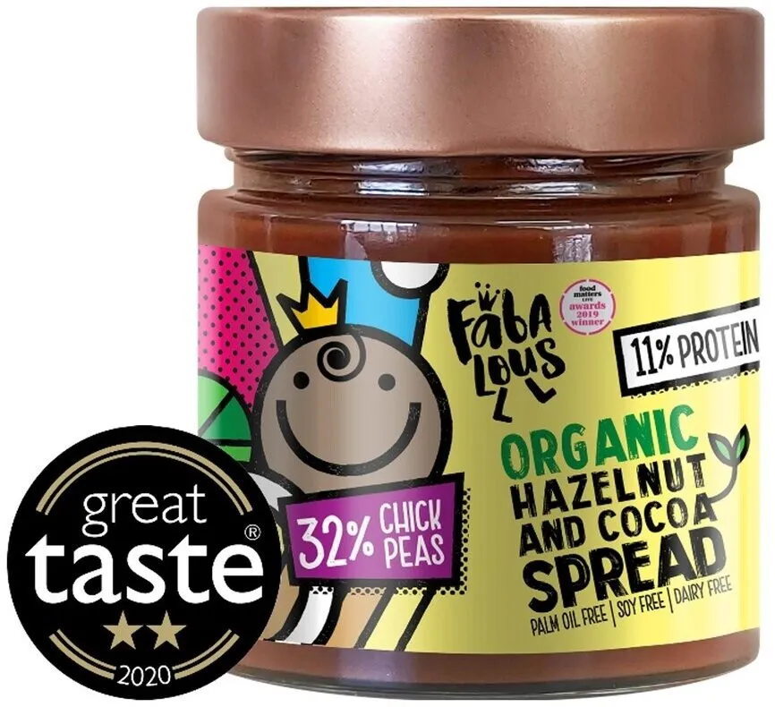 Organic halzenut and cocoa chickpea spread
