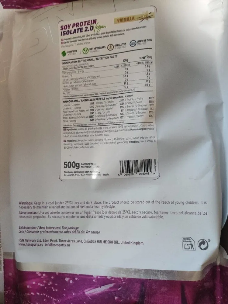 Proteína Aislada de Soja (Vainilla)