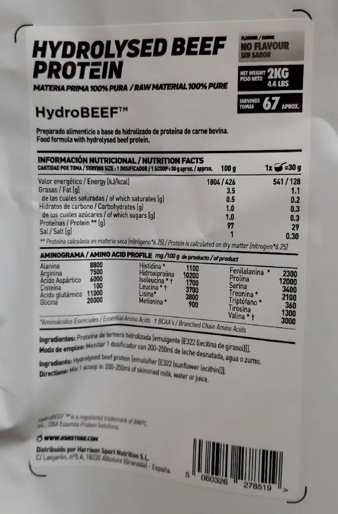 Hydrolysed beef protein