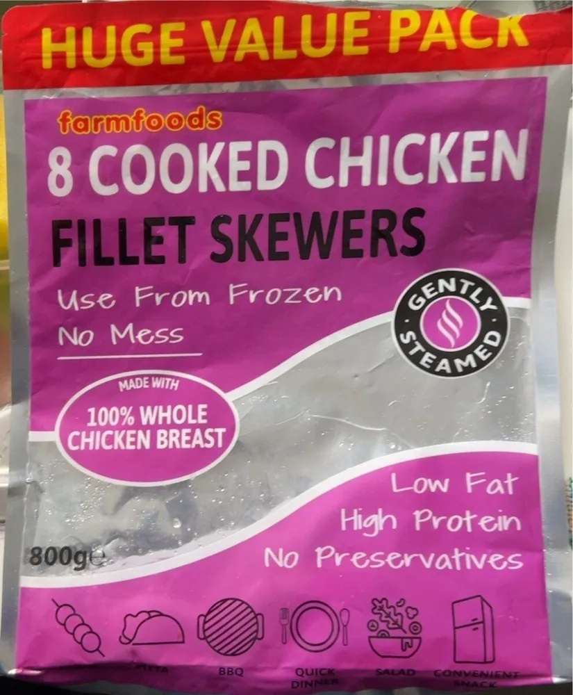 Cooked Chicken Fillet Skewers