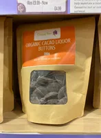 Organic cocoa liquor buttons
