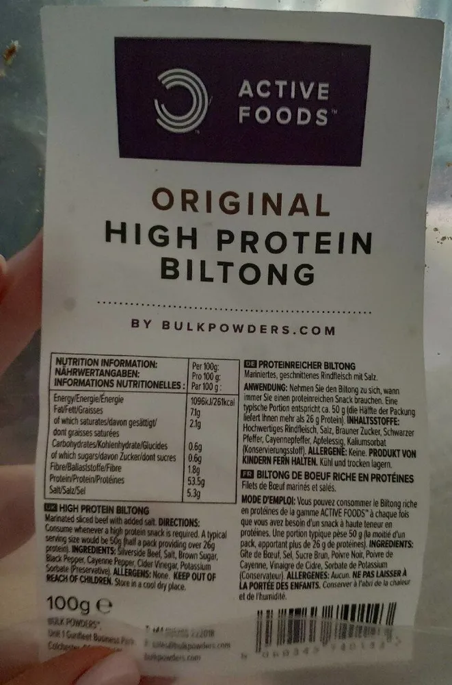 Original high protein biltong
