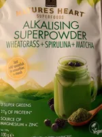 Poudre wheatgrass, matcha, spiruline, goldberry