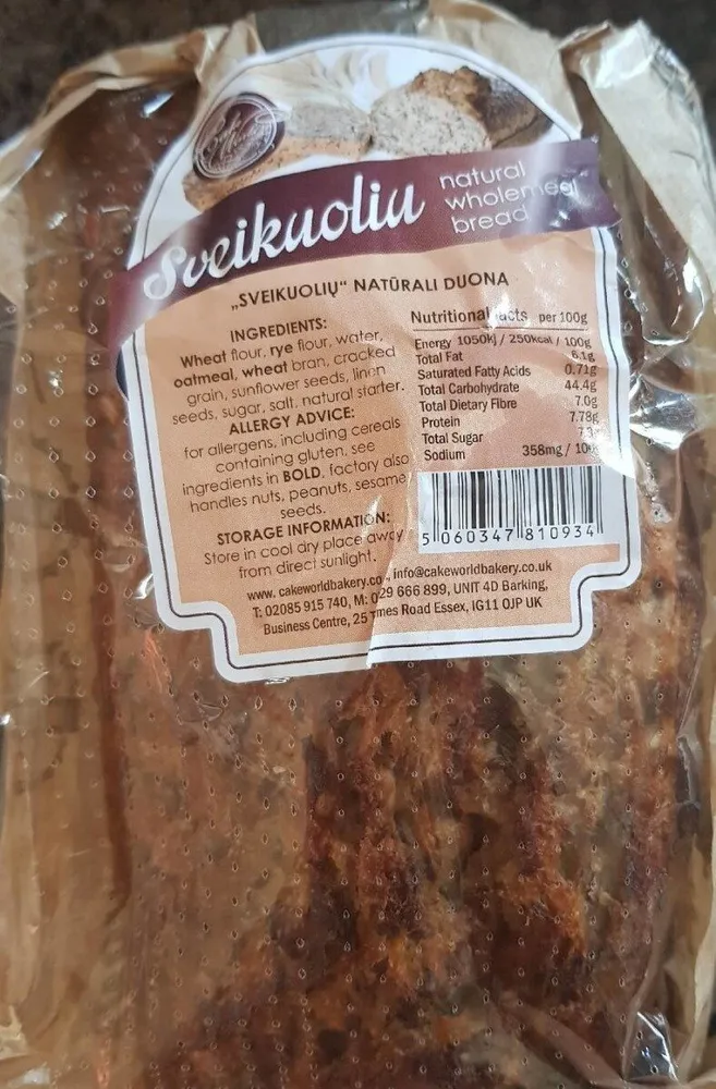 Sveikuoliu natural wholemeal bread