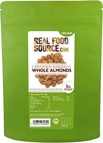 Realfoodsource Certified Organic Whole Natural Almonds (1KG)