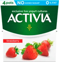 Strawberry No Added Sugar 0% Fat Yogurt 4 x (480g)