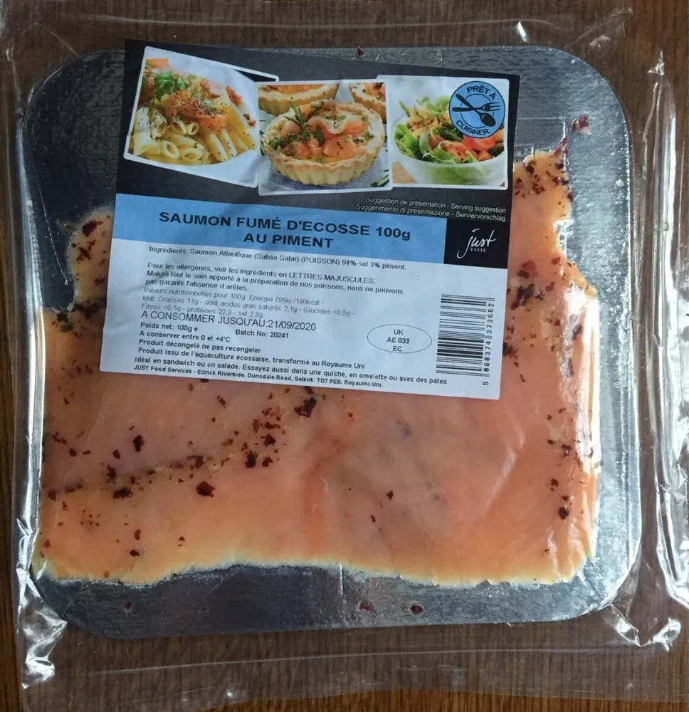 Saumon fumé d'écosse 100g au piment