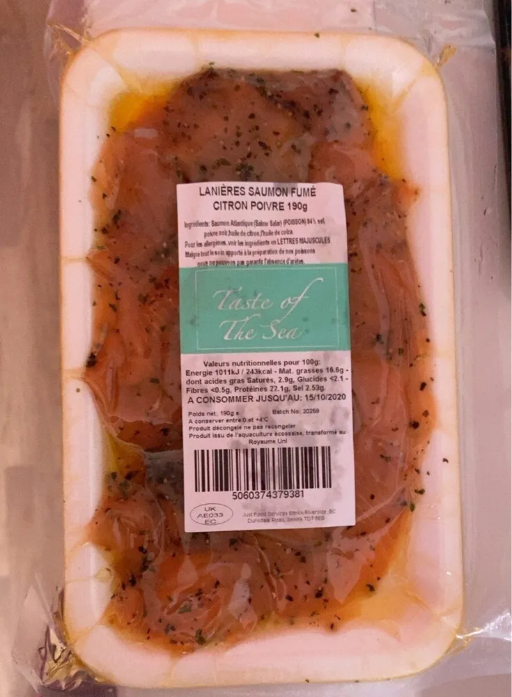 Lanières saumon fumé citron poivre