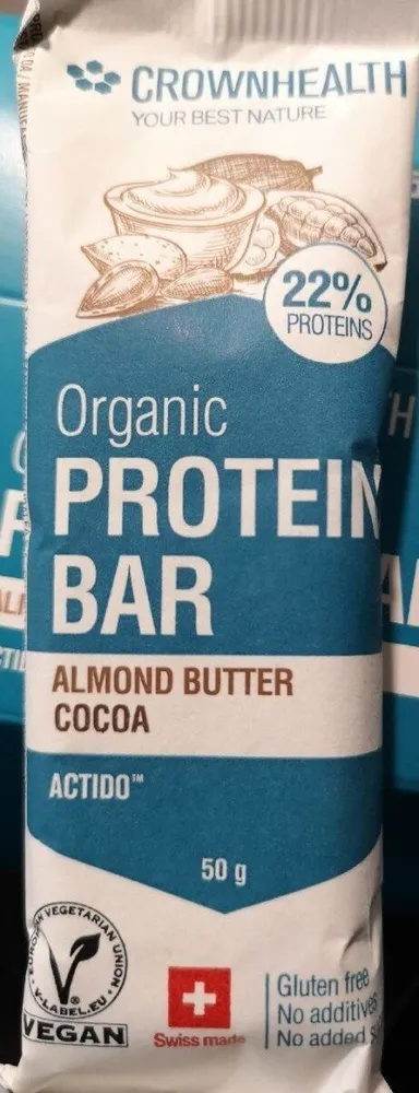 Organic protein bar almond butter coca