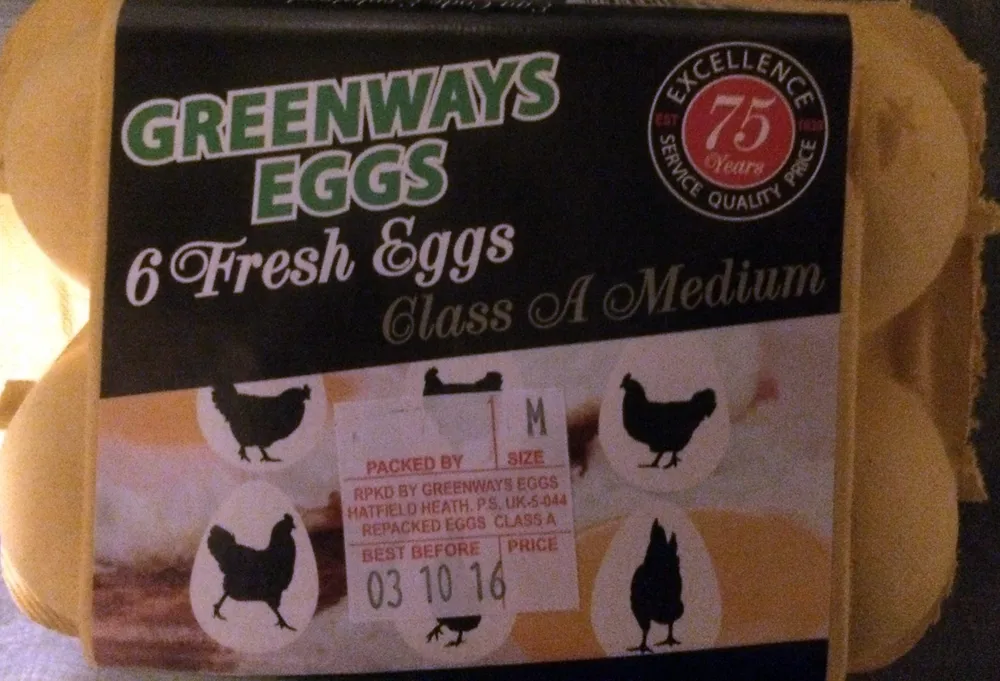 6 fresh eggs class A medium