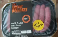 Beef and cracked black pepper sausages
