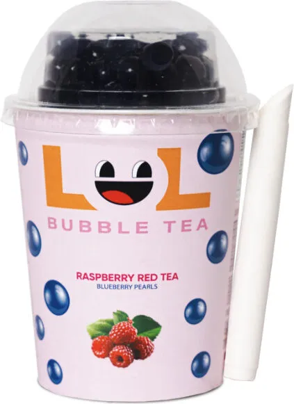 Raspberry Red Tea with Blueberry Pearls