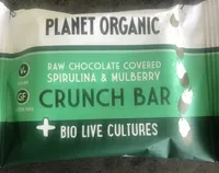 Raw chocolate covered spirulina and mulberry crunch bar