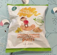 Pineapple, raspberry wheatherm & quinoa puffs
