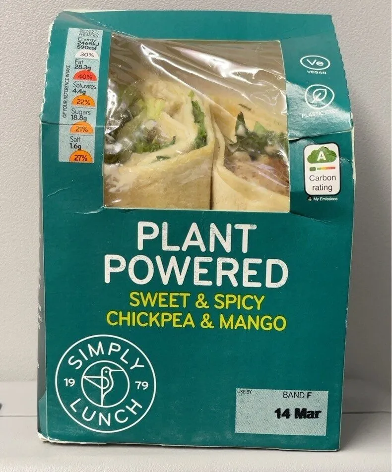 Sweet and Spicy Chickpea and Mango Wrap