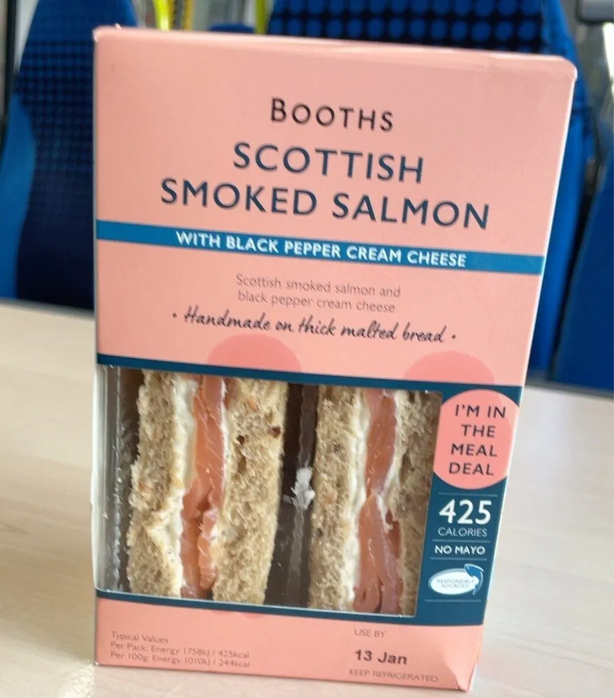 Scottish smoked salmon sandwich