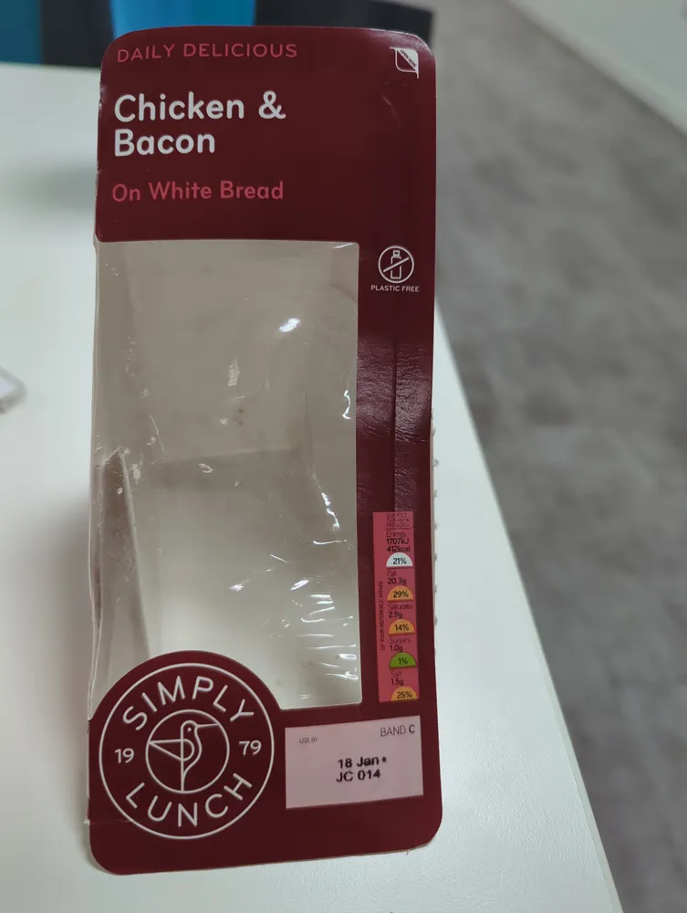 Chicken and Bacon on White Bread