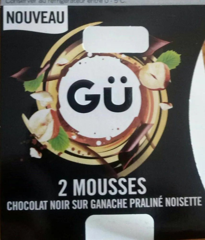 Mousse chocolat noir sur ganache praliné