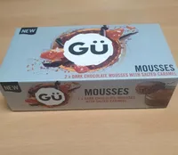 Gu dark chocolate mousses with salted caramel