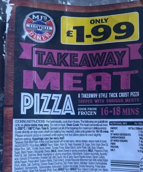Takeaway meat pizza