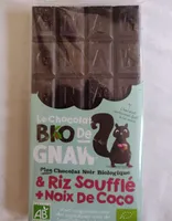 Chocolat noir & riz soufflé + noix de coco