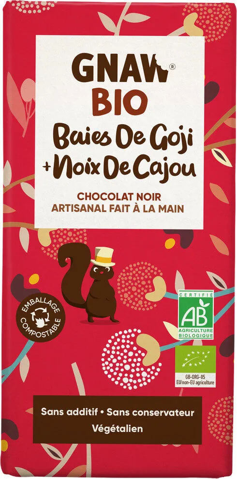 Chocolat noir baies de goji et noix de cajou